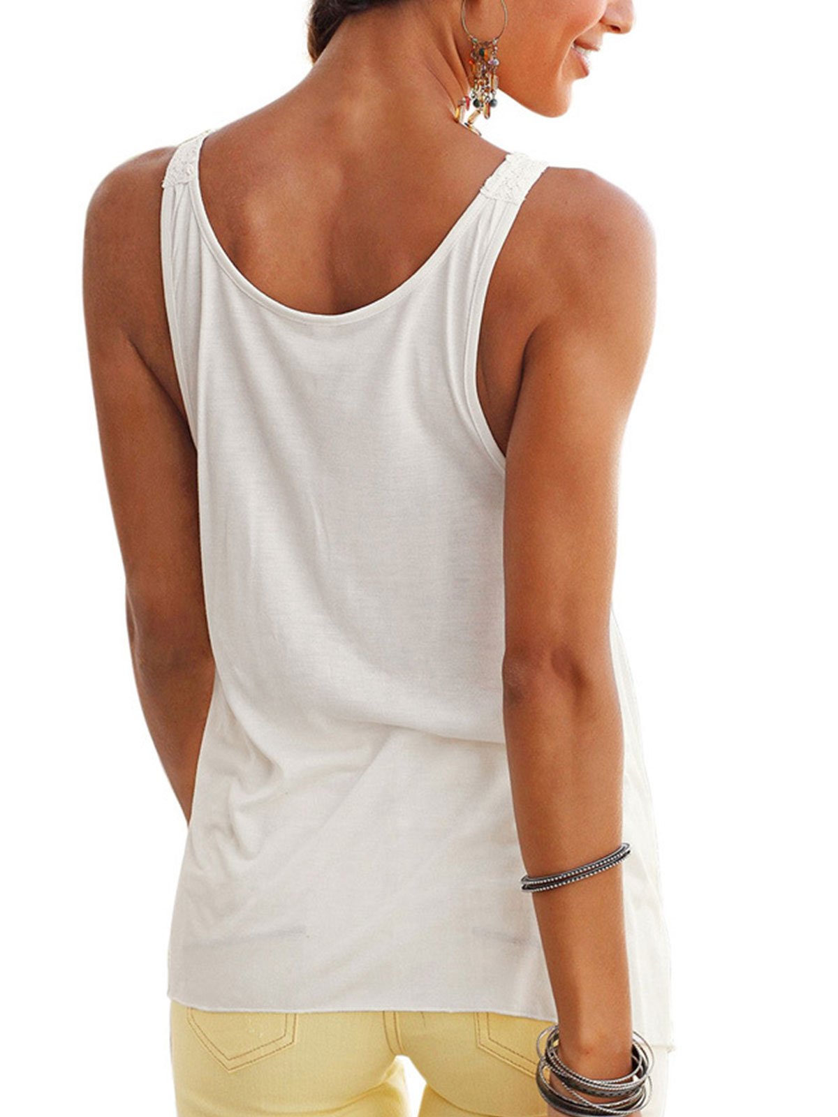 Sleeveless U-Neck Casual Tops