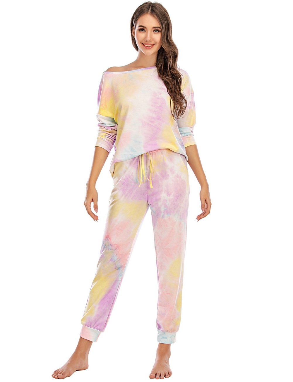 Autumn Two Piece Tie Dye Pants Pajama Set