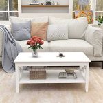 ChooChoo Coffee Table Classic X Design for Living Room with Storage Shelf / 39 Inch