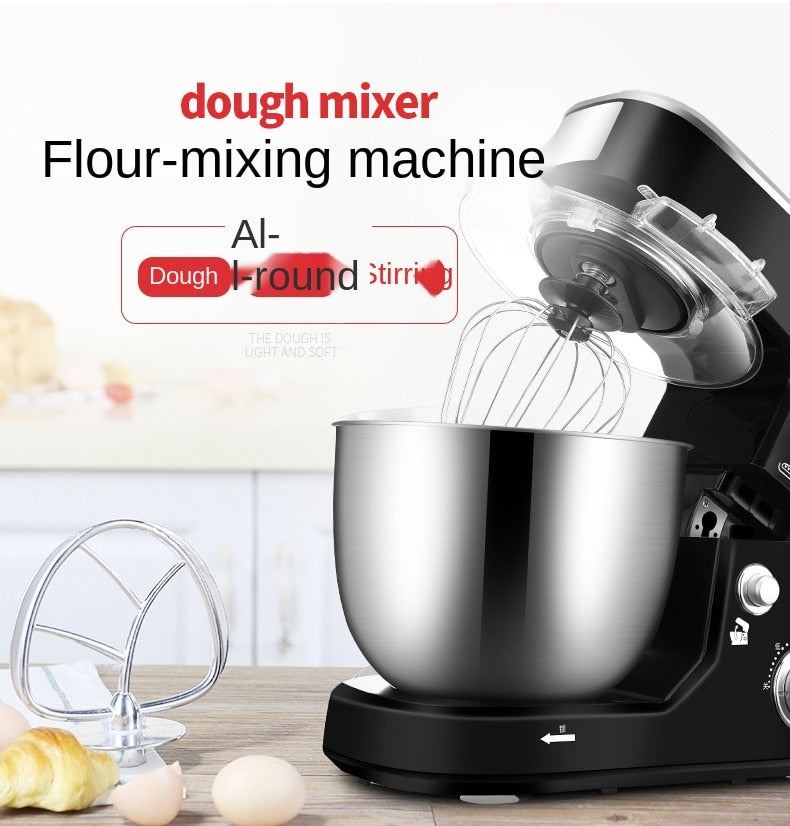 1000W High Power Stand Mixer Stainless Steel Bowl 6-speed Kitchen Food Blender