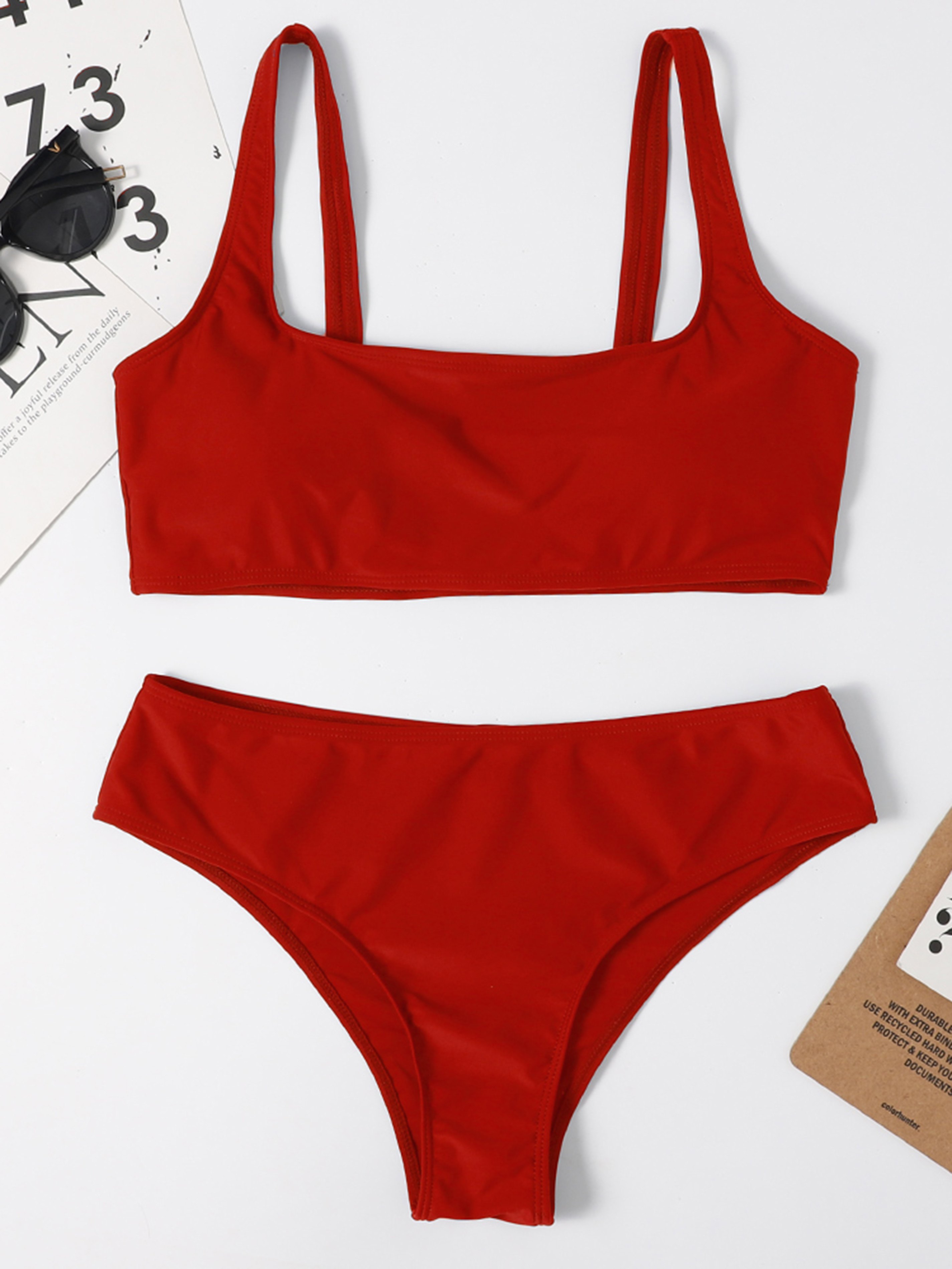 Simple Solid High Rise Bikini