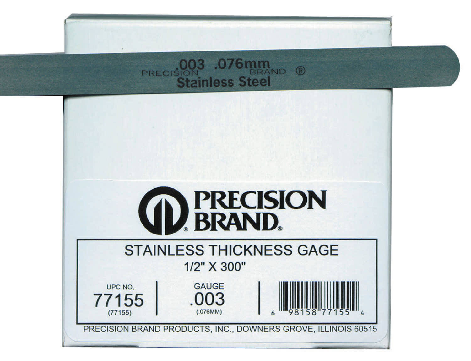 Precision Brand 77270 Stainless Steel Thickness Feeler Gage Coil, 0.025x22 Thickness, 1/2x22 Width, 25& Length