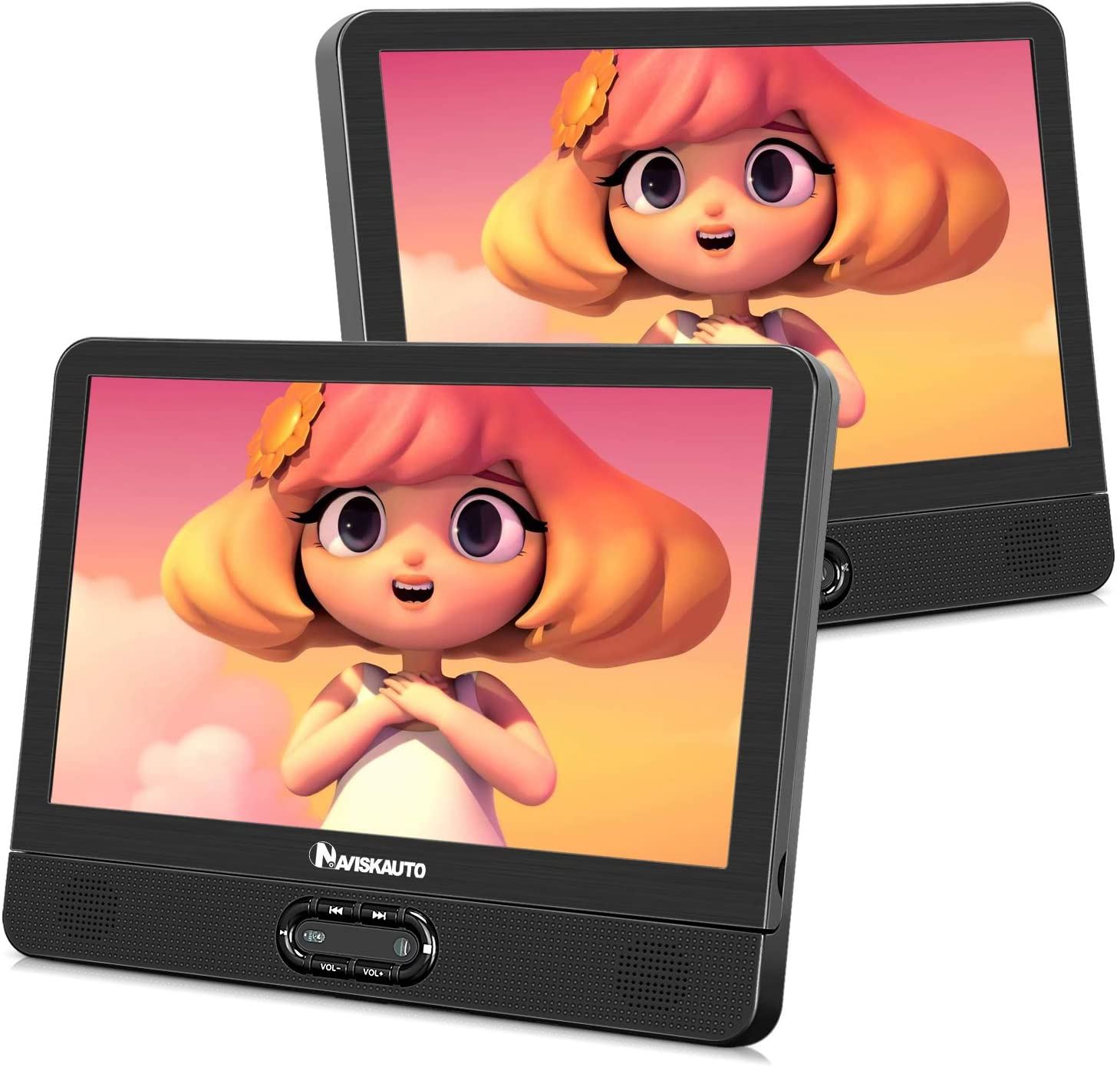 NAVISKAUTO 12′′ Portable Dual Screen DVD Player for Car