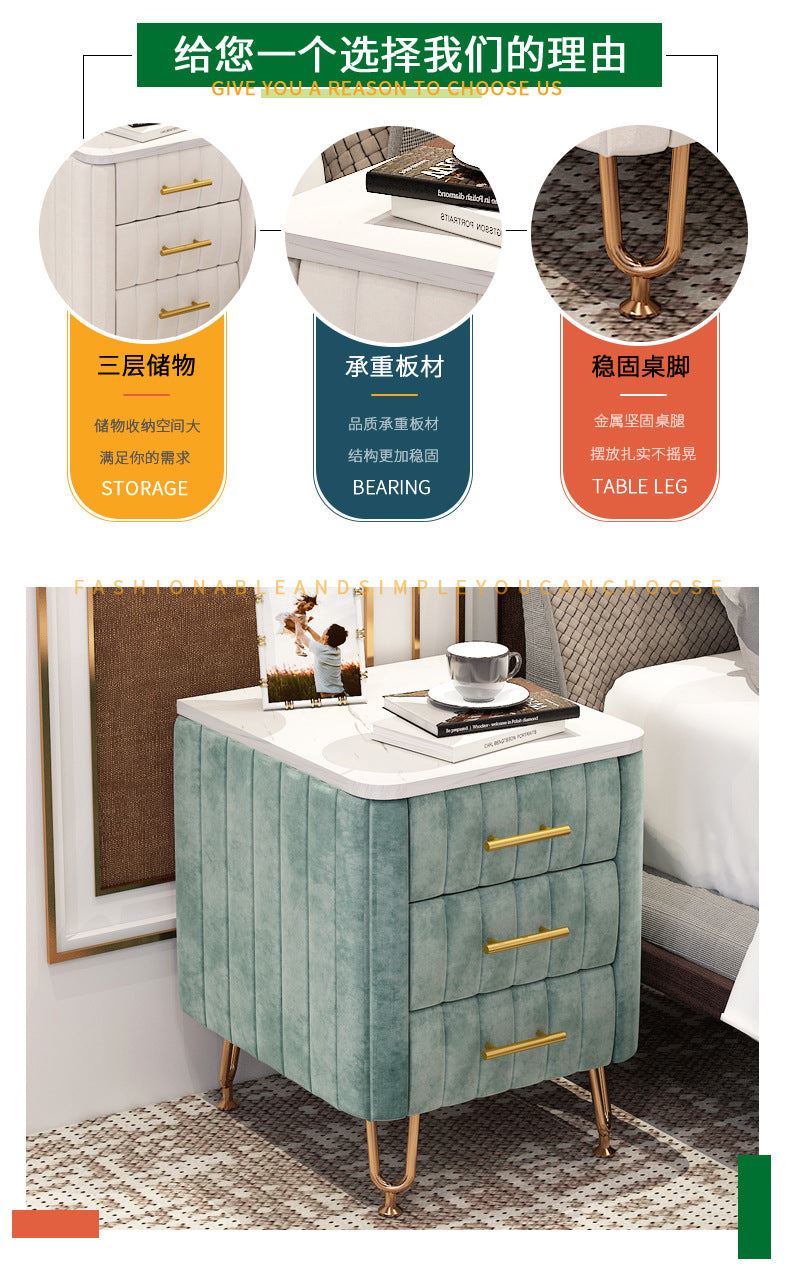 European Style Bedside Table Shelf Simple Modern Light Luxury Bedside