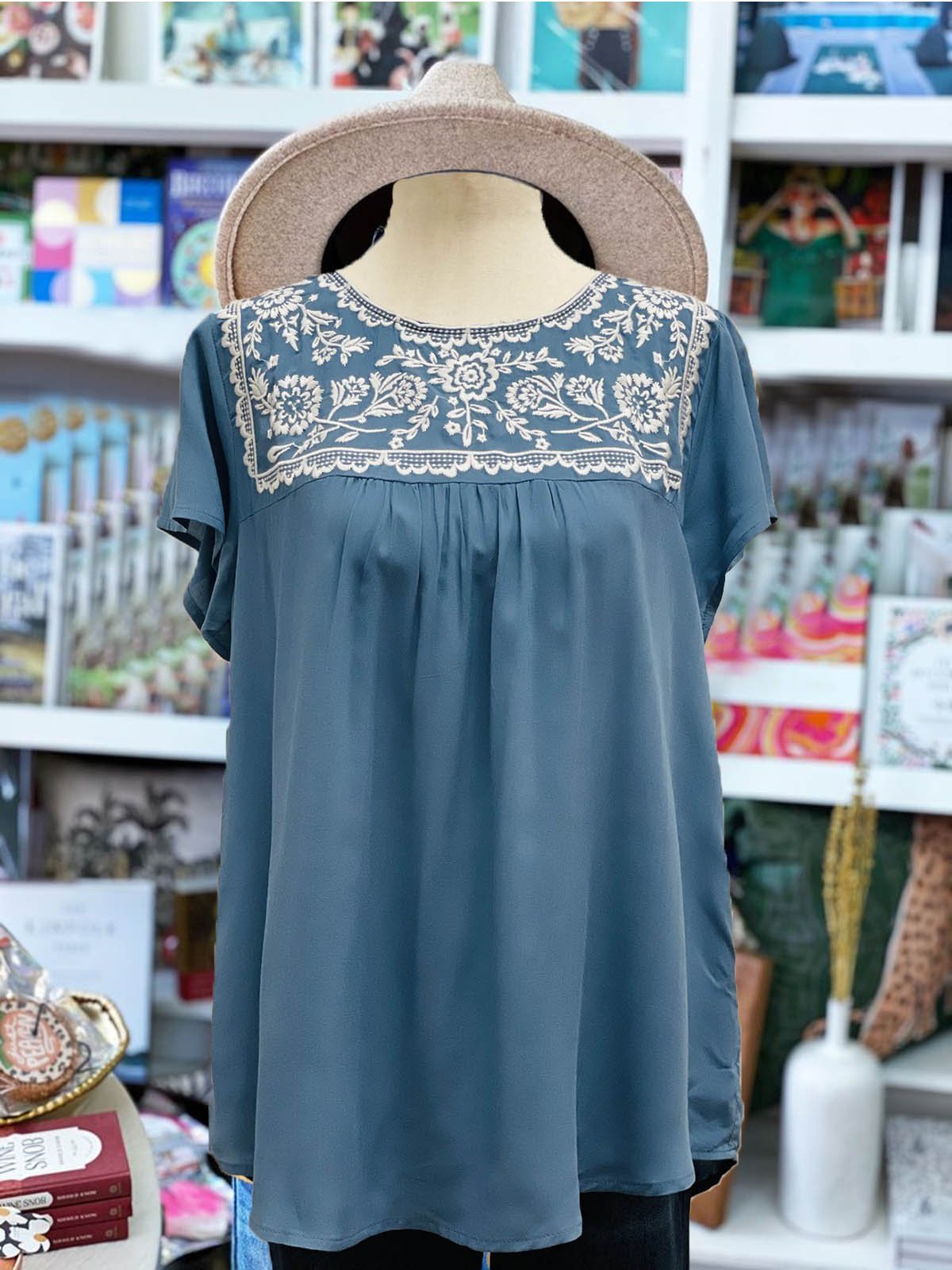 Short Sleeve Floral Casual Crew Neck Shirts & Tops