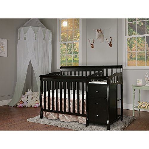 4-in-1 Mini Convertible Crib And Changer in Black, Greenguard Gold Certified