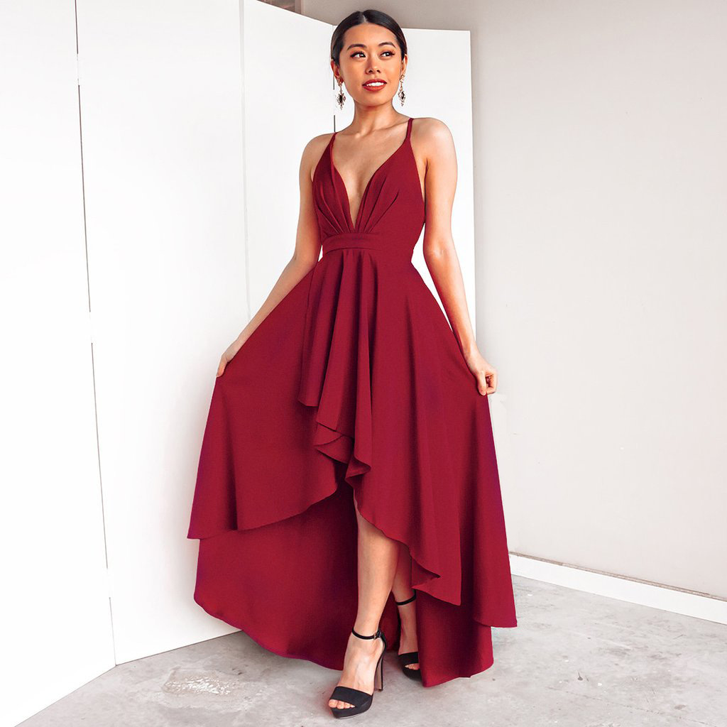 dress Sexy V-neck Sling dress Long skirt