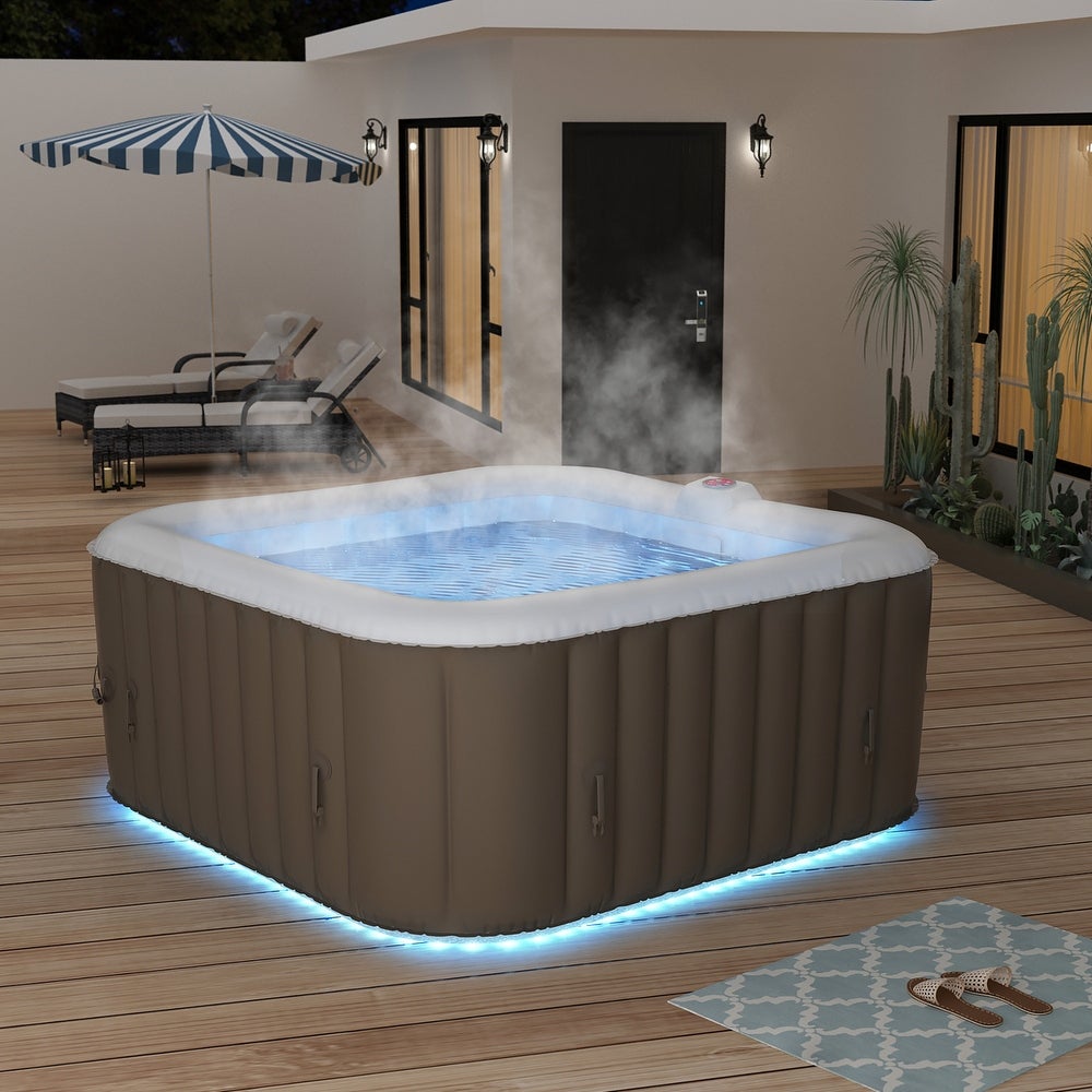 2-6 - Person Square Inflatable Hot Tub - 78.7'' x 78.7''