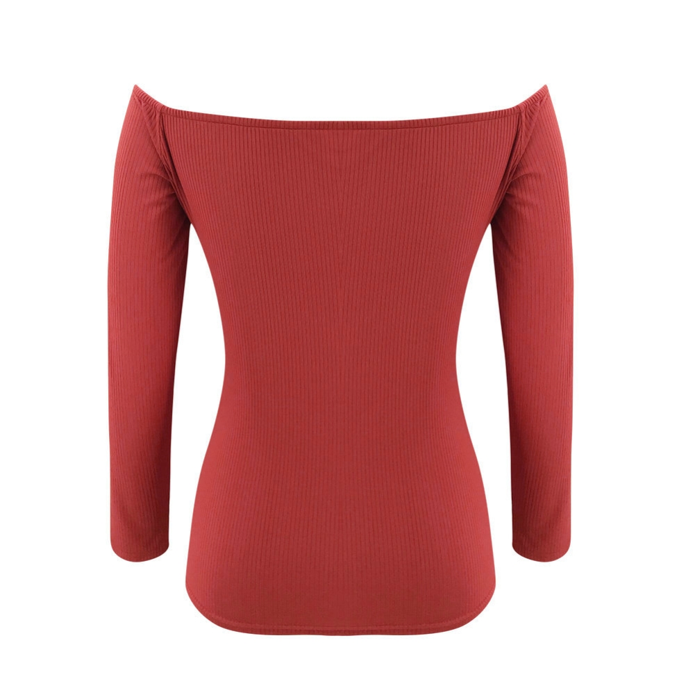 Fall Off Shoulder Tight Shirt with Sleeves