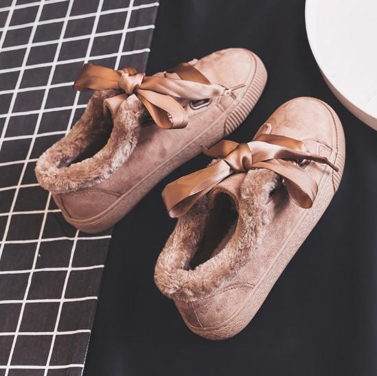 Women Warm Plush Flat Heel Lace-up Athletic Winter Boots