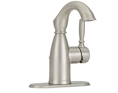 Hole Rustic Farmhouse Bathroom Sink Faucet with Optional Deckplate, Spot Resist Brushed Nickel