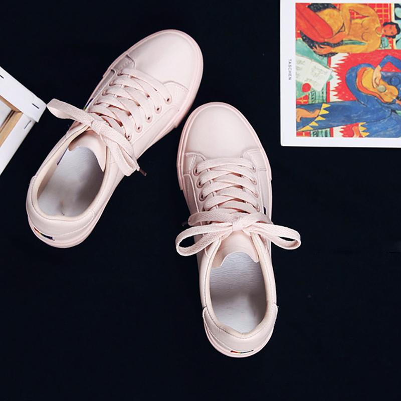 Women's Fashion Casual Solid Color Lace-Up Sneakers