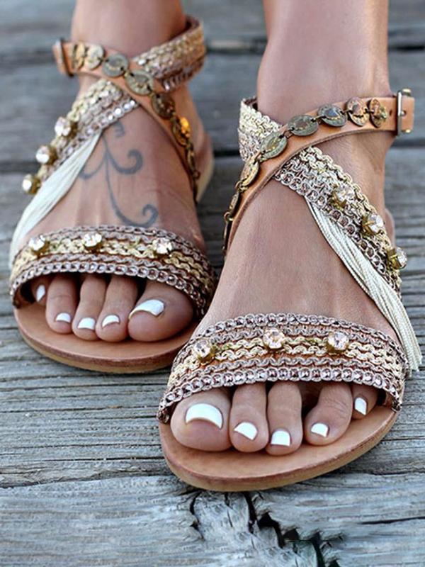 Brown Adjustable Buckle Holiday Summer Sandals