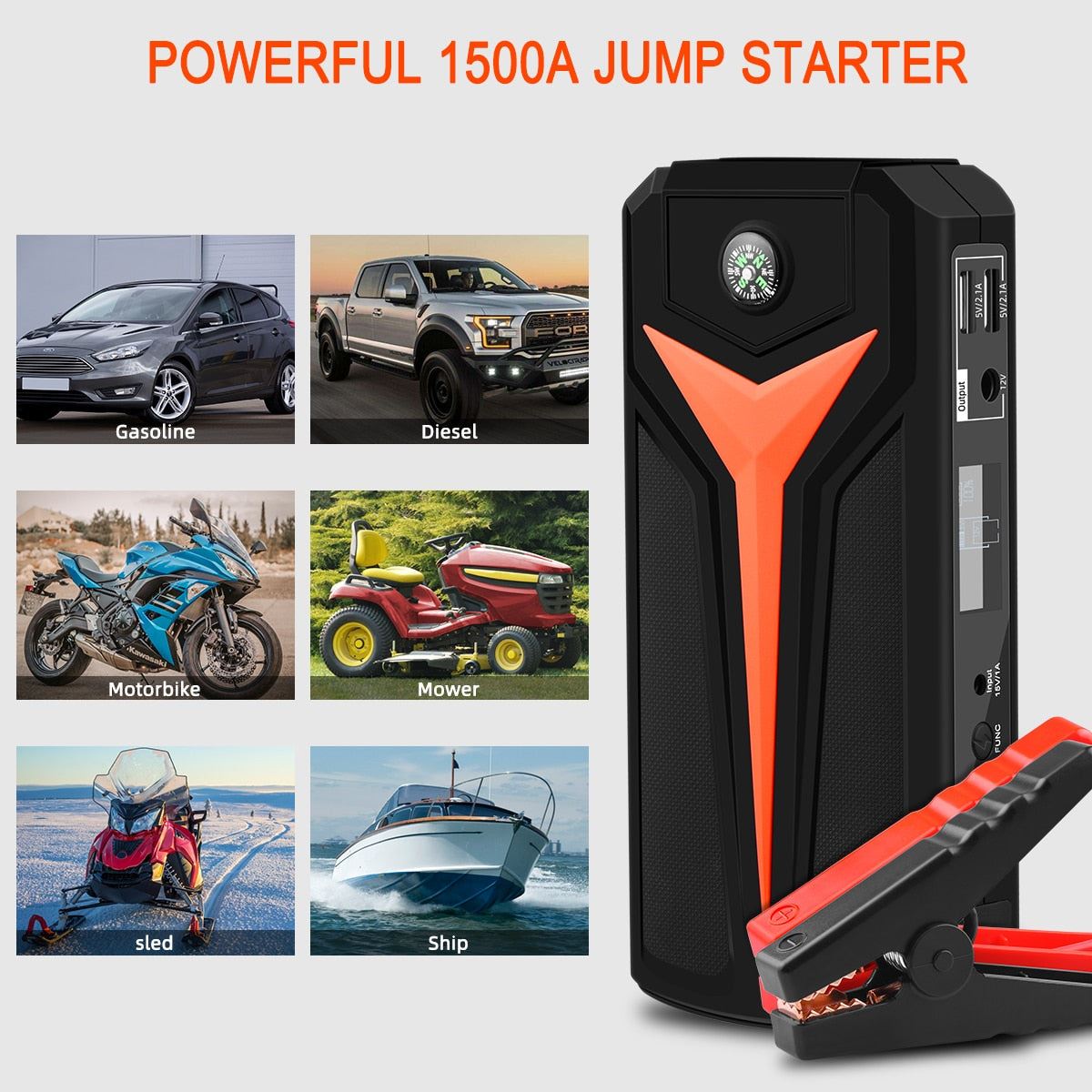 AsperX Jump Starter Car Booster Battery Starter Emergency Charging Device