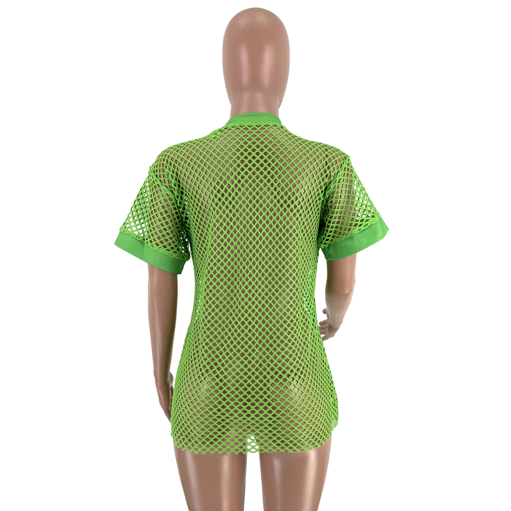 Sexy Fishnet O-Neck Tall Shirt