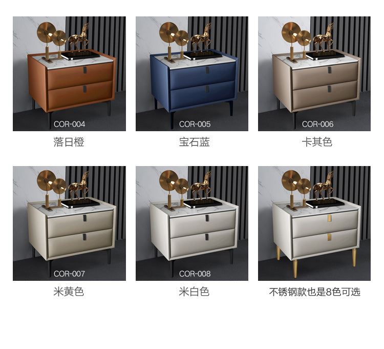 Simple Master Bedroom Bedside Cabinet All Solid Wood Bedside Table Leather
