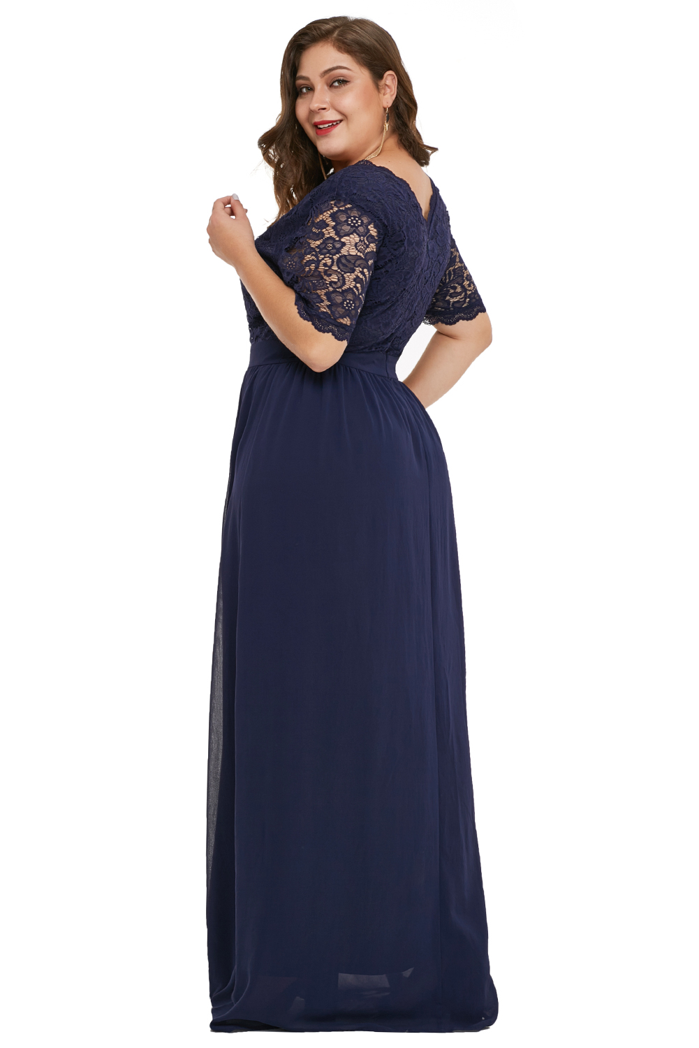 Blue Plus Size Chiffon Evening Party Maxi Dress