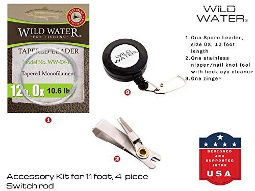 Wild Water Fly Fishing 11 Foot 4-Piece 7-Weight Switch Rod Complete Fly Fishing Rod