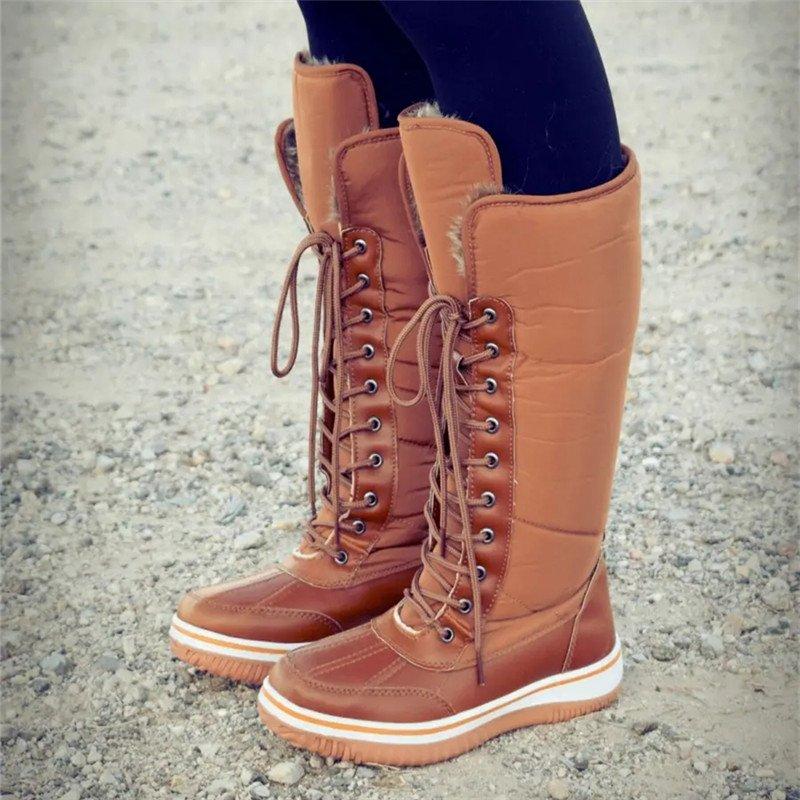 Women Winter Comfy Lace Up Mid-Calf Boots