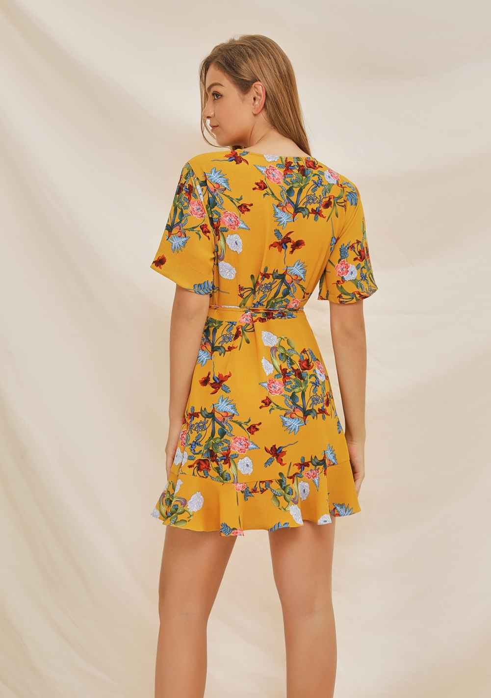 Summer Floral Wrapped Short Dress