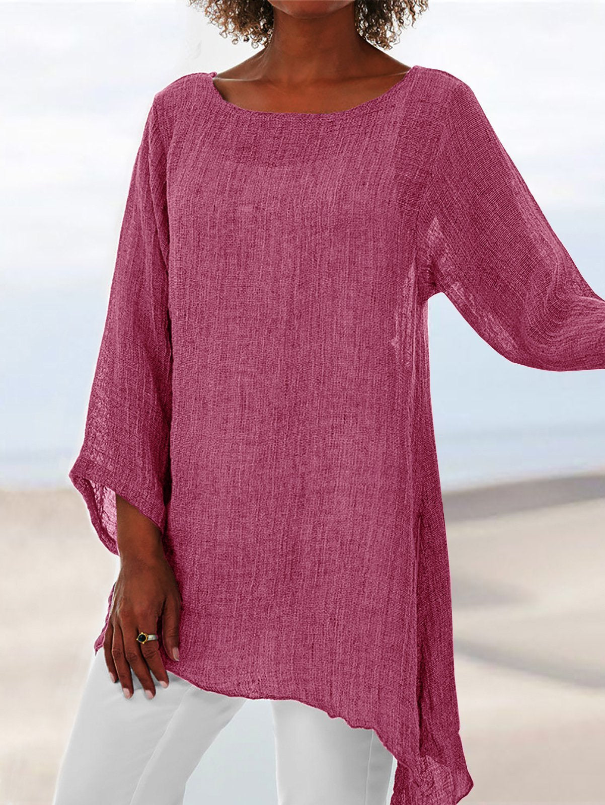 Asymmetrical Hem Long Tunic Shirts