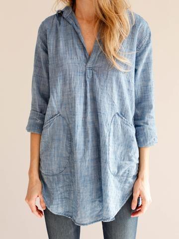 Blue Cotton Shirts & Tops