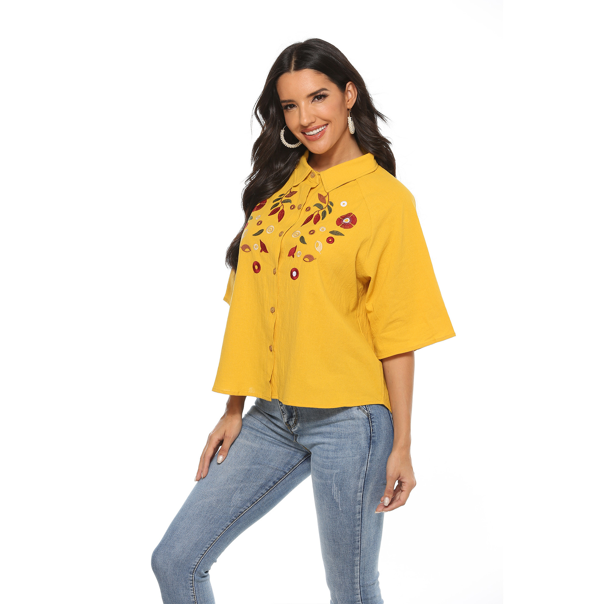 Women's Short Sleeve Top Embroidery Rodeo Style