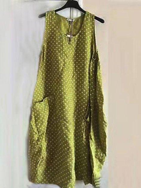 Polka Dots Sleeveless Casual Dresses