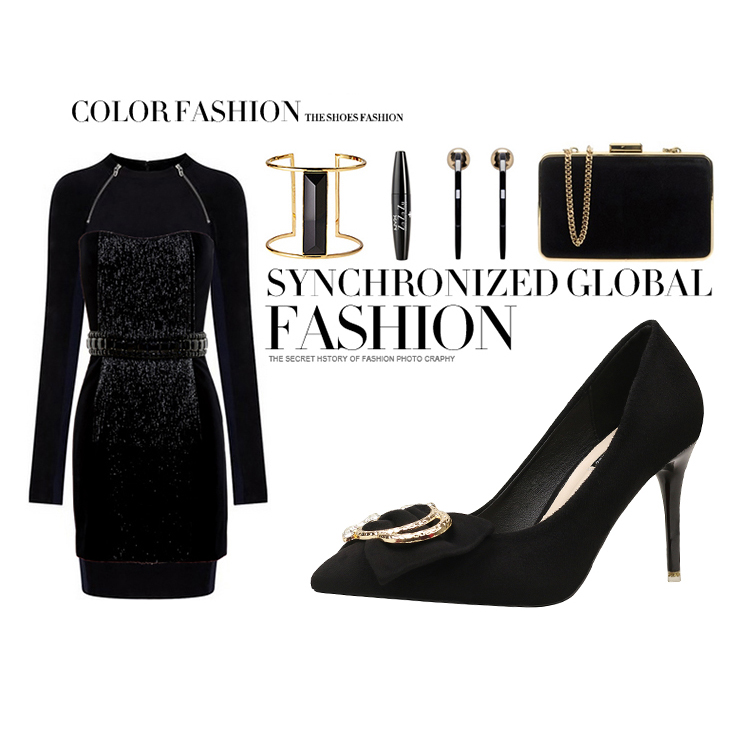 9cm Fashion Suede bow-knot Pointed Dress Wedding Party Elegant Heeled Sandals