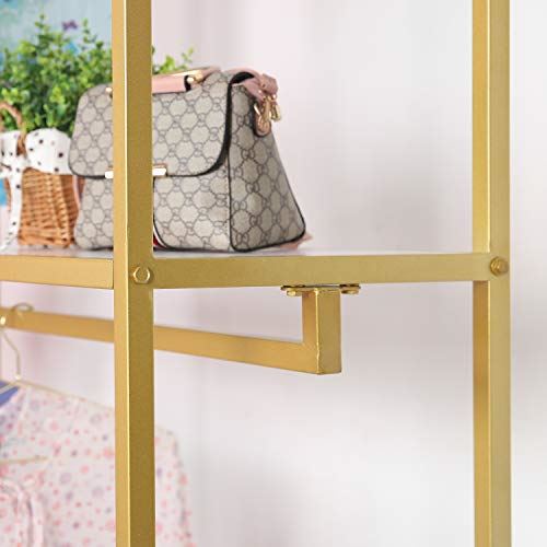 Metal Free Standing Display Garment Clothing Rack with Wooden Shelves/47.2�?