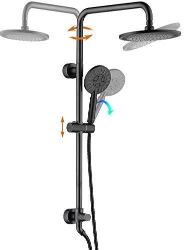 shower head and handheld shower head with height adjustable holder