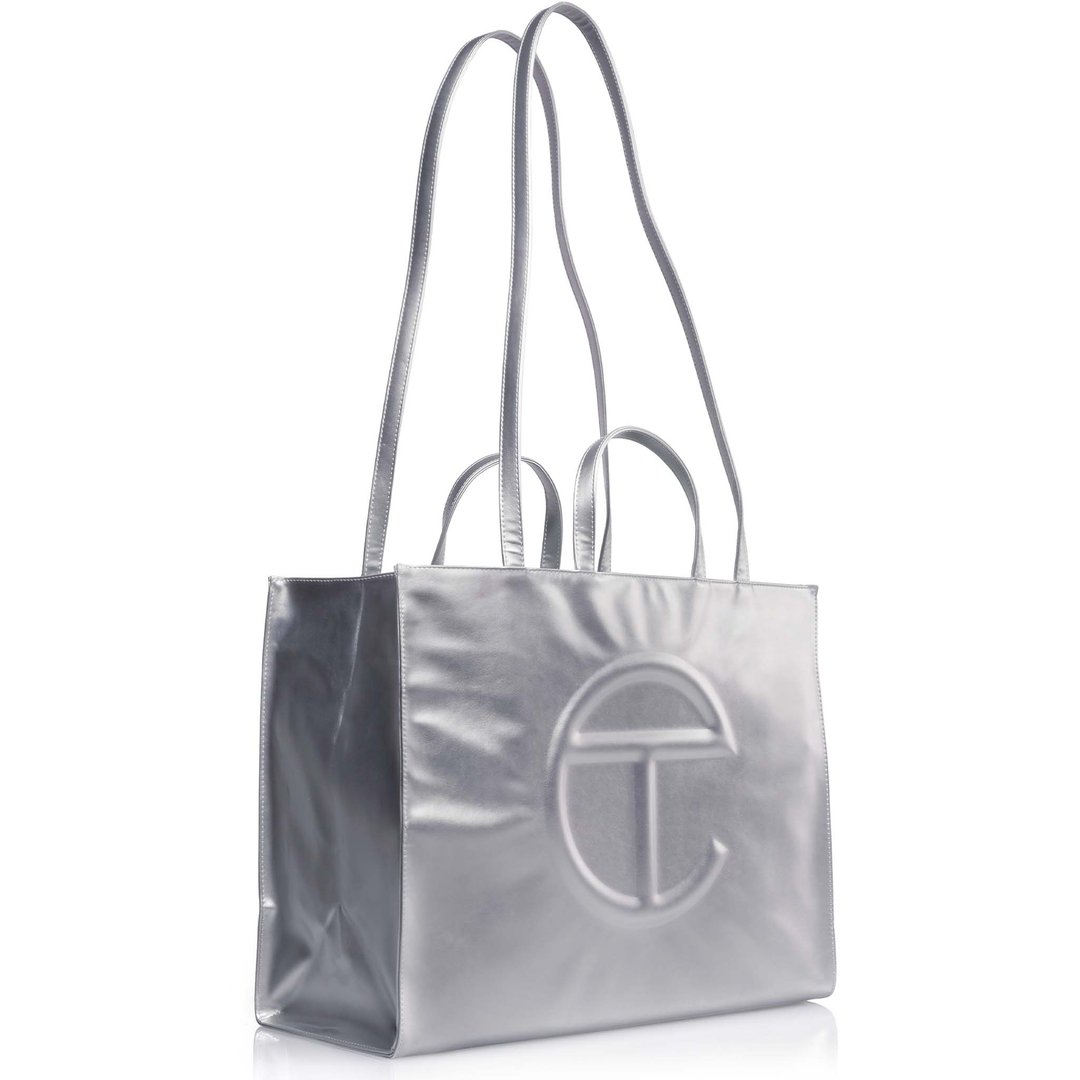 Large Silver Shopping Bag