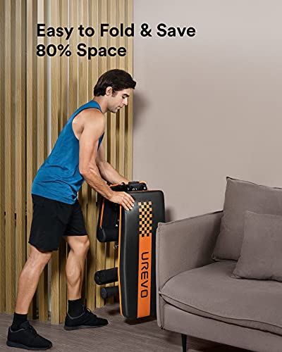 UREVO Weight Bench, Adjustable Weight Bench Strength Training Benches Folding with Leg Extension