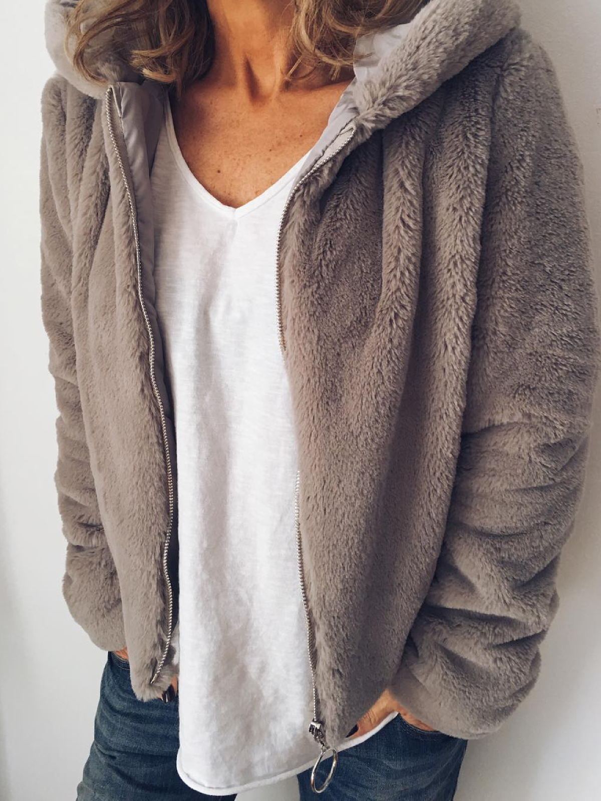 Plus Size Casual Long Sleeve Solid Outerwear