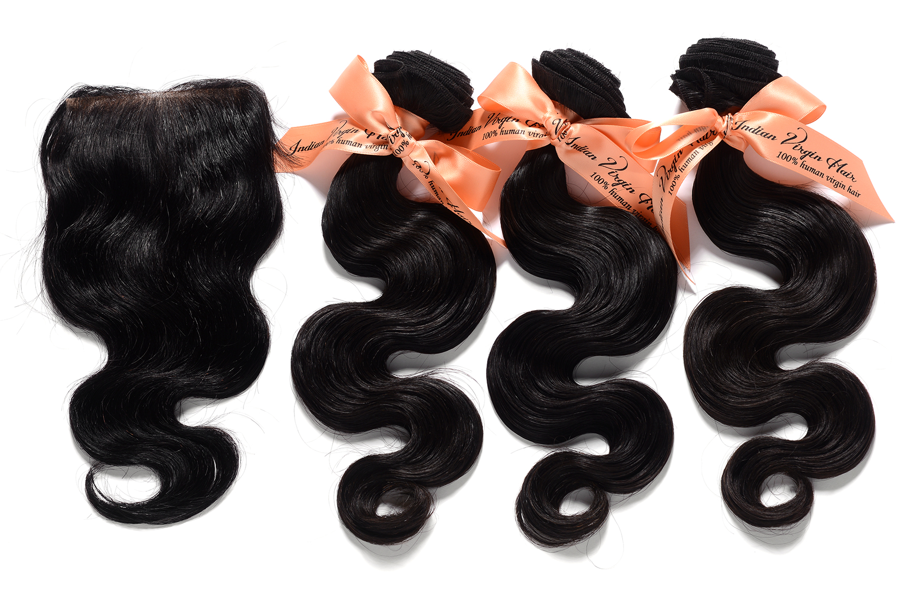 8A,Body Wave,1 Piece Lace Top Closure and 3Pcs Hair Bundle 100% Mocha Indian Virgin Hair Weft,4pcs/l