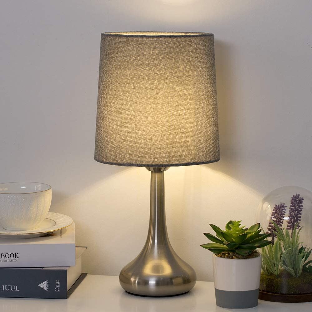 Table Lamp – Modern Bedside Table Lamps Set of 2 with Fabric Shade for Bedroom, Living Room