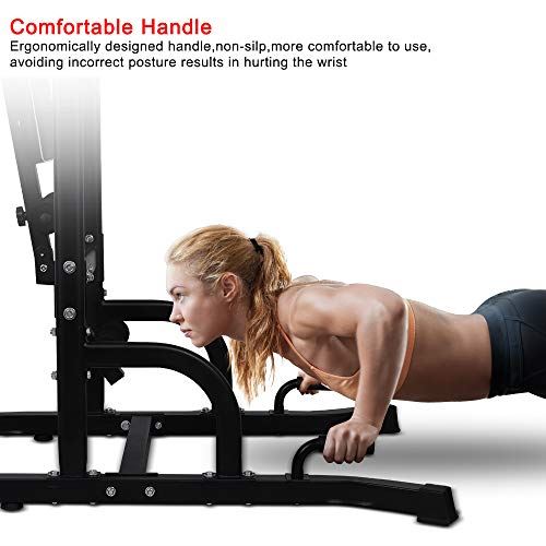 ONETWOFIT Multi-Function Power Tower with Sit Up Bench,Adjustable Height Pull Up Tower Heavy Duty Dip Station Fitness Equipment – Black