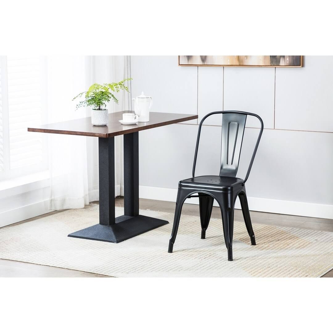 Porthos Home Sagi Metal Dining Chairs Set of 4, Easily Stackable - White