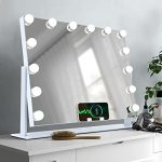 Vanity Mirror with Lights and Wireless Charger, 22′′X21′′ Adjustable Hollywood Mirror