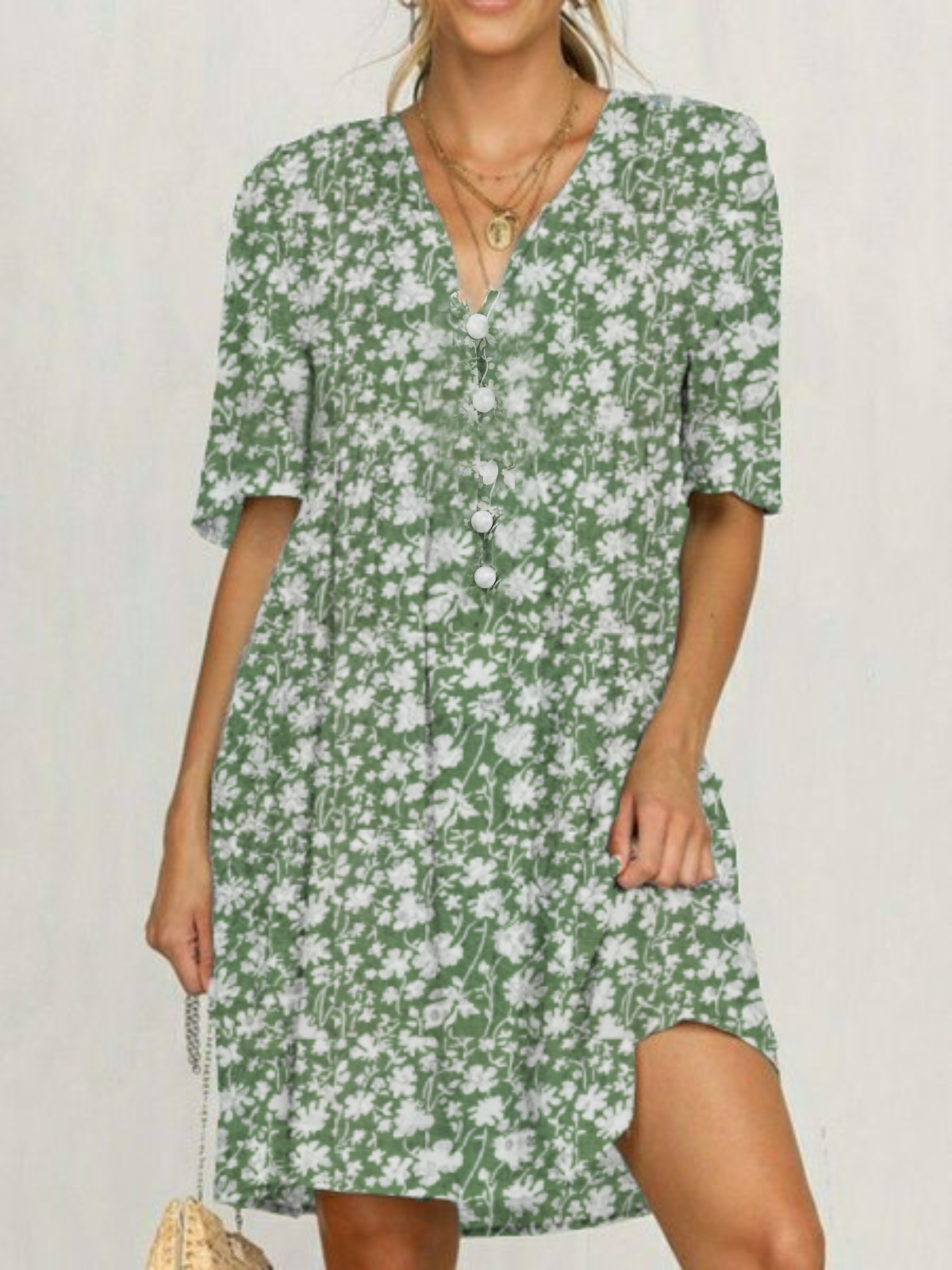 Plus size Floral V Neck Casual Dresses