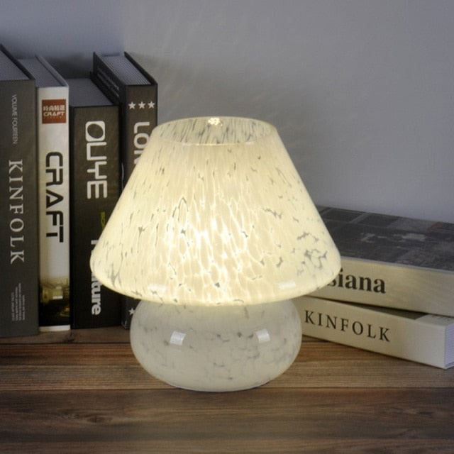 Glass Mushroom Table Lamp Living Room Bedroom Bedside Table Lamp