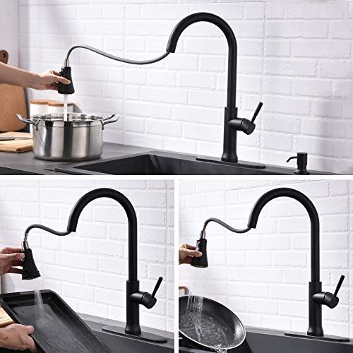 Touch Pull Down Single Handle Kitchen Sink Faucet with Hole Cover
