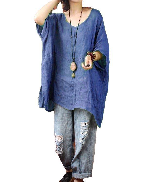 Long Sleeve Linen Casual Casual Tops