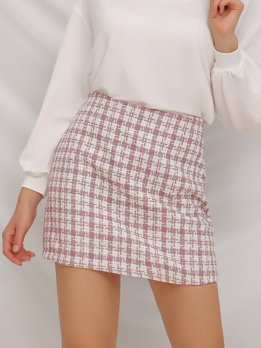 Plaid Wool High-waisted Bodycon Skirt
