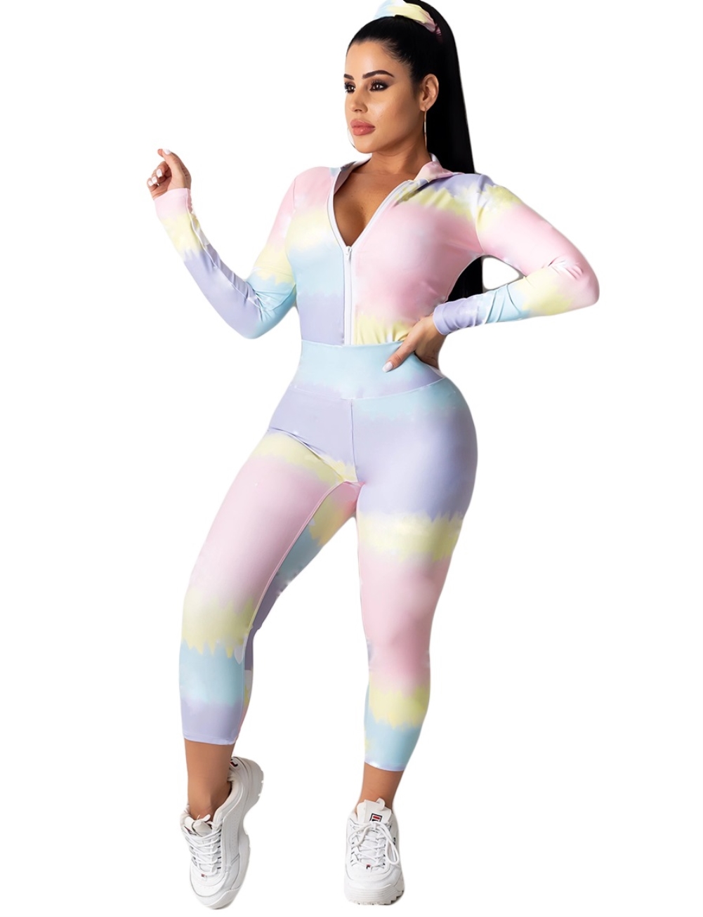 Tie Dye Long Sleeve Tight Tracksuit