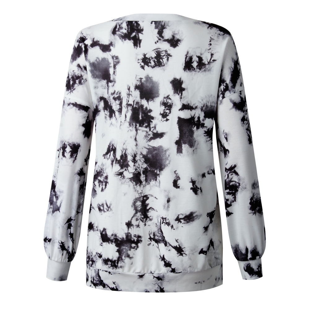 Autumn Tie Dye O Neck Long Sleeve Loose Shirt