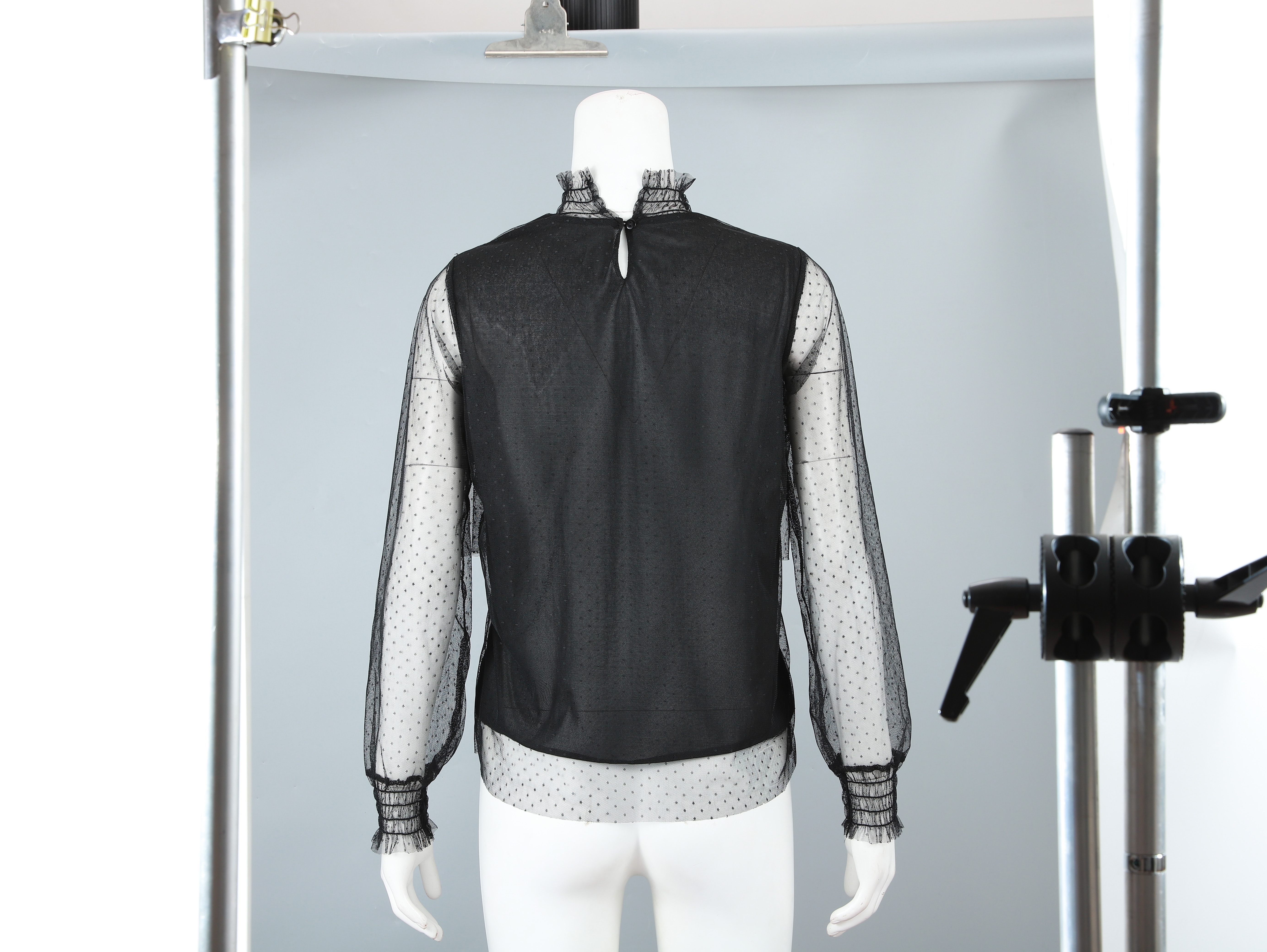 Romantic Dot Print Mesh Shirt