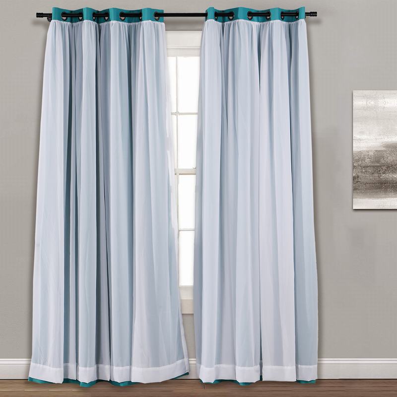 Layered Curtain Mix & Match Elegance White Crushed Voile x Blackout Curtain Grommet Panel ELI