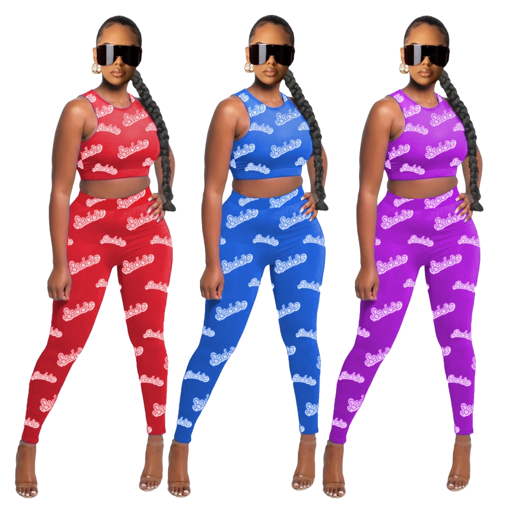 Summer Two Piece Bodycon Crop Top and Legging Set