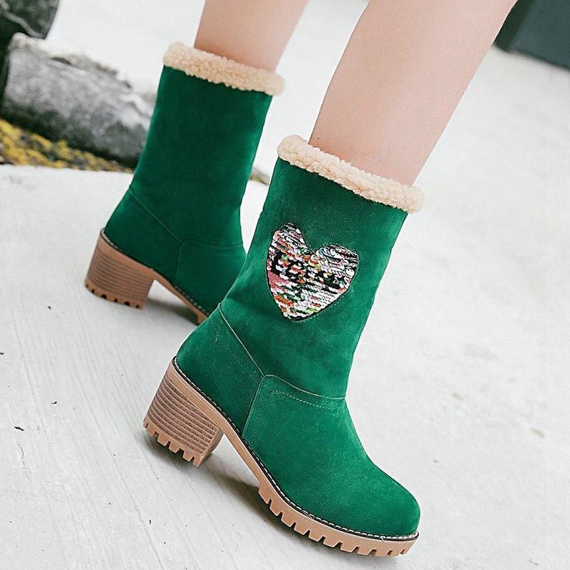 Women chunky heel casual snow boots